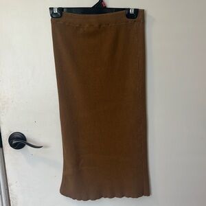 Long brown skirt or mini dress, vacation with long slit